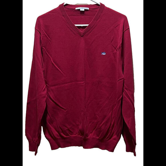 Southern Tide V-Neck Mens 100% Pima Cotton Pullover Sweater Deep Pink Sz‎ L - Picture 1 of 2
